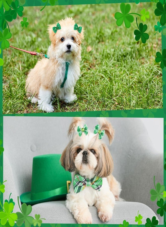 Kacctyen 150 Pcs Valentine Dog Bows with Rubber Bands St. Patrick's Day Flower Yorkie Dog Hair Bow Pet Hair Accessories for Valentine St. Patricks Day Small Medium Puppy Bunny Pet Cat(Heart,Clover) - Image 4